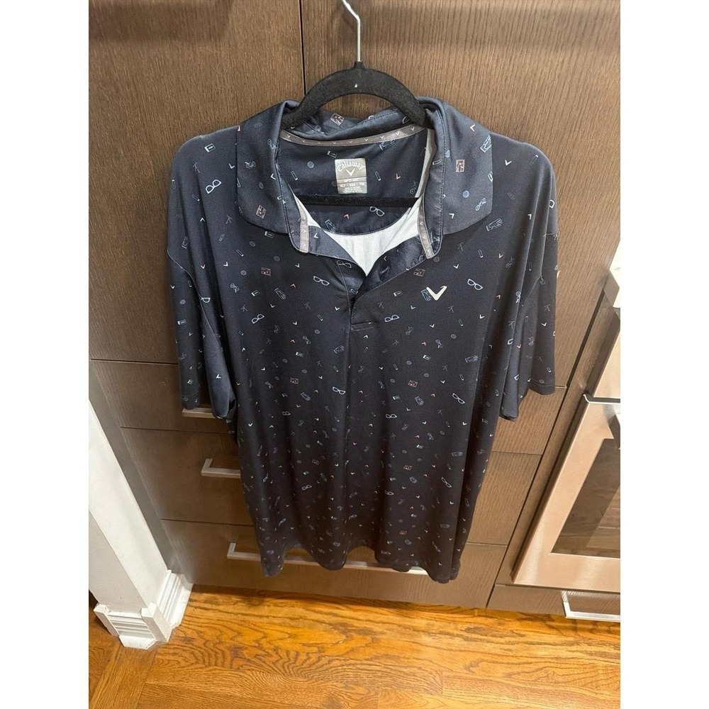 Callaway men's golf polo all-over novelty icon print pattern men's XLT